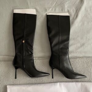 Reiss Black Leather Knee-high Heeled Gracyn Boots, EU Size 41, fits US 9.5, NWT